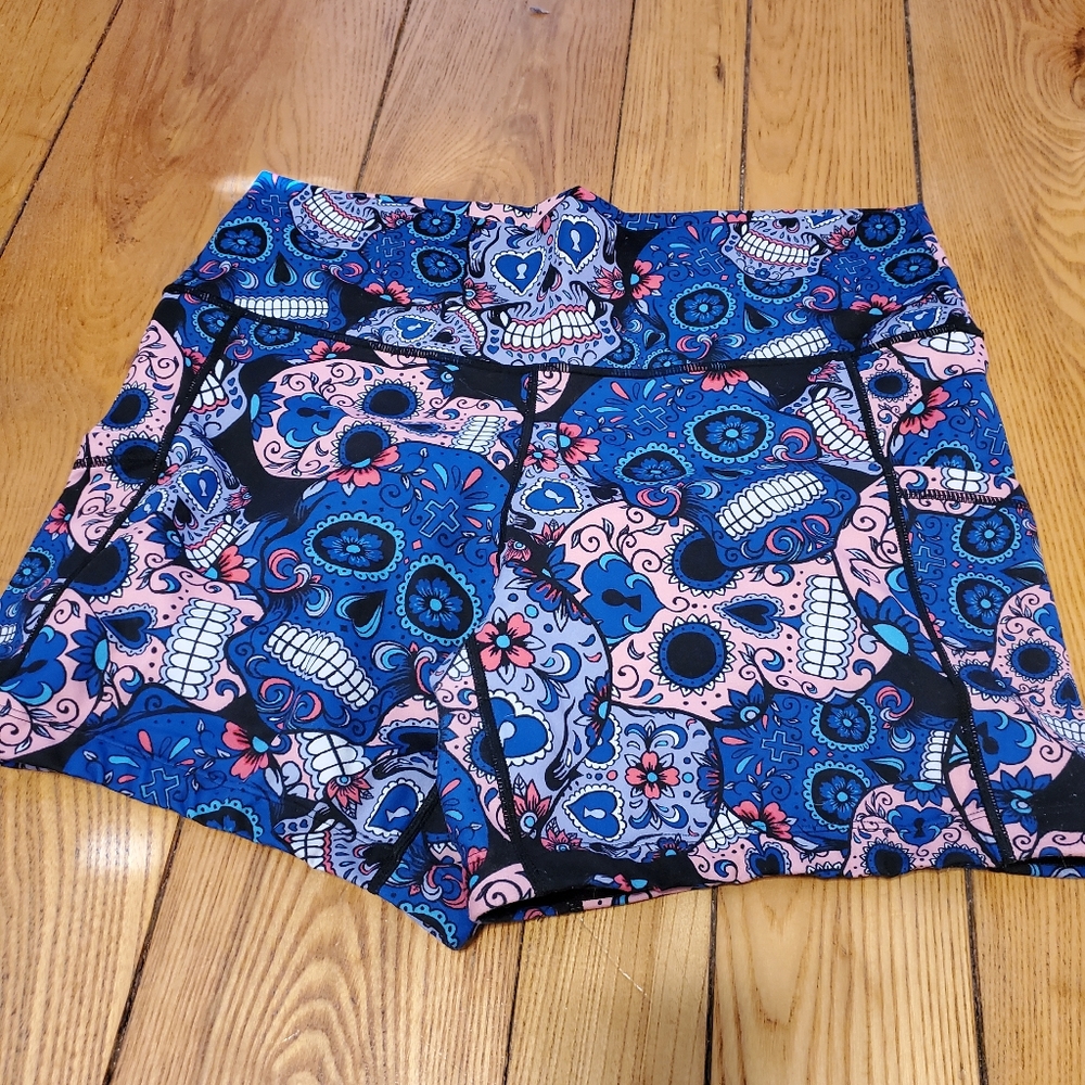 XL 5" CVG Cotton Candy Sugar Skull Shorts